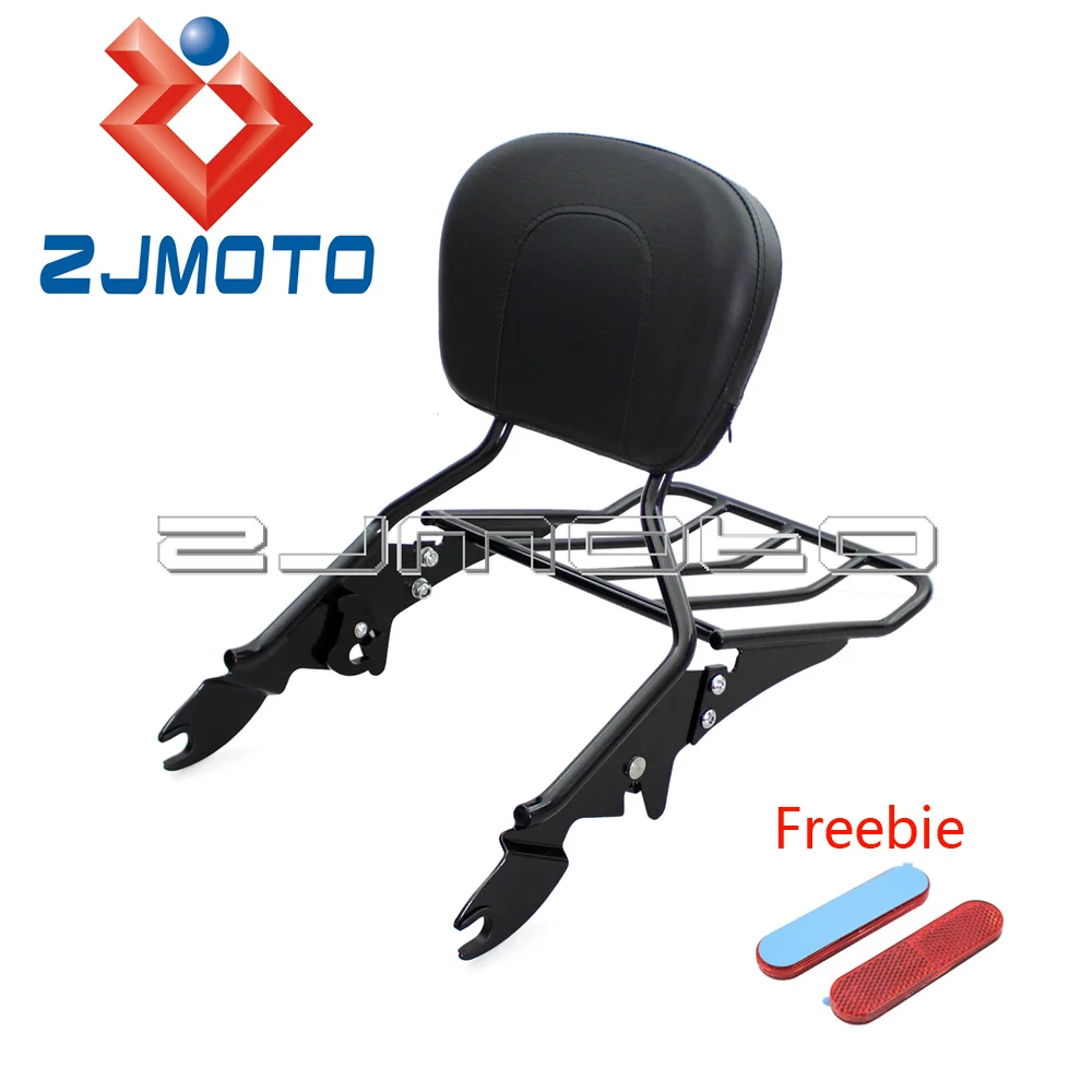 Black Passenger Backrest Sissy Bar Luggage Rack For Harley ...