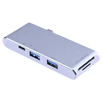 

Type C HUB Splitter Adapter Type-C USB 3.1 to USB3.0+ 2 USB2.0 Hub+ 3.0 SD/TF Card Reader+ PD Charging Port
