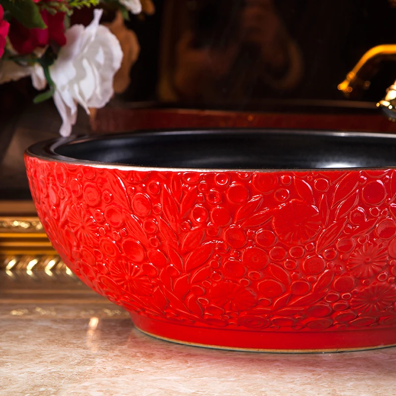 Europe Vintage Style Hand Painting Art Porcelain Countertop Basin Sink Ceramic Bathroom Vessel Sinks Vanities art ceramic basin (9)