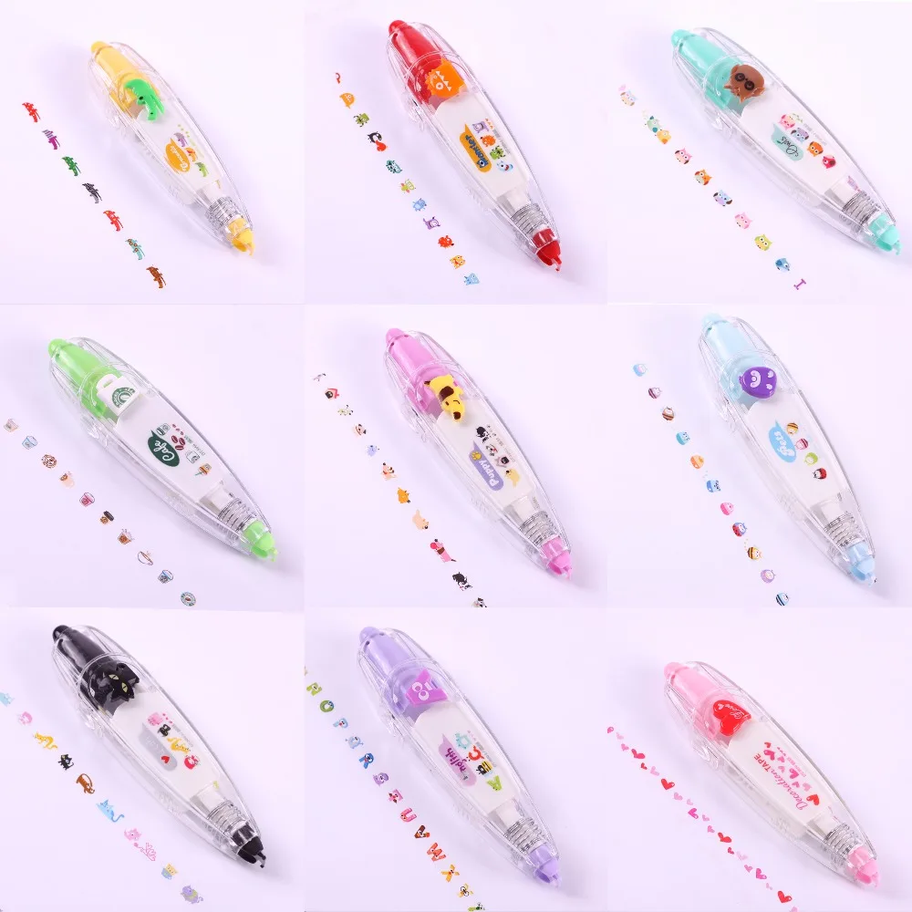 Bonito dos Desenhos Decorativo para as Crianças da Escola Fita Corretiva Papelaria Coréia Animados Kawaii Colorido Laço Diy