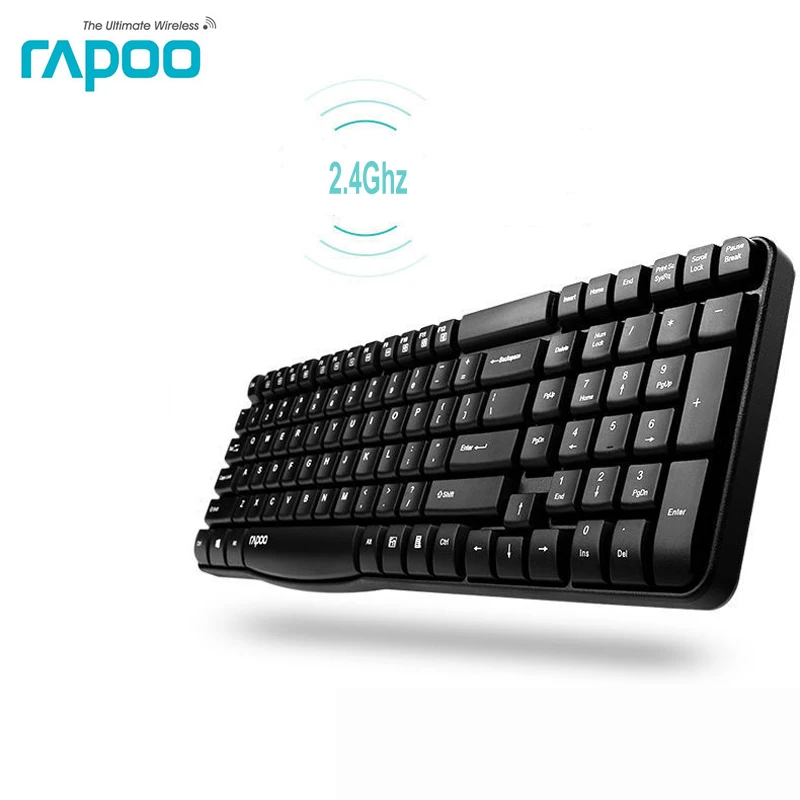 

Rapoo 2.4G Wireless Spill-resistant Keyboard English keycap Fn keys for Laptops Desktops Windows PC #Free Russia stickers #E1050