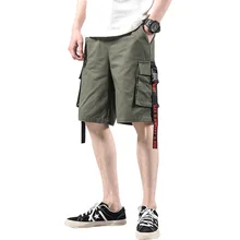 Новые летние мужские шорты-карго с карманами и лентами в стиле хип-хоп панк, шорты в уличном стиле, Бермуды, мужские шорты, Прямая поставка ABZ320