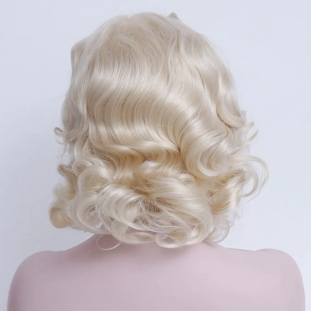 WTB короткие светлые женский парик тепла устойчивость к высокой температуре синтетические парики для черный, белый цвет Для женщин натуральные волнистые блондинистые волосы 613