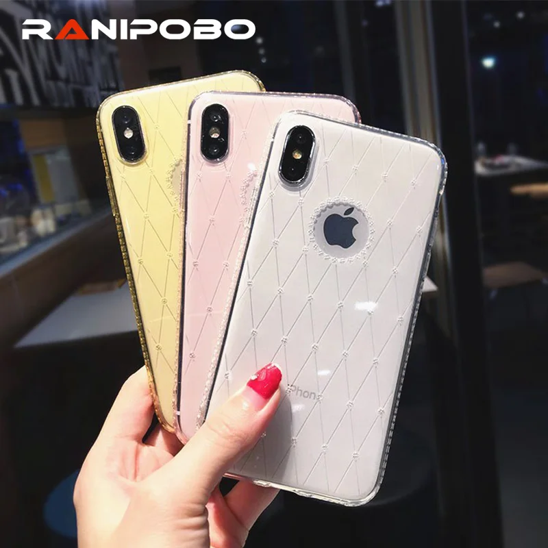 

Shining Rhinestone Transparent Phone Cases For iphone 6 6s X XS XR XM Max 7 8 plus Bling Glitter Diamond Clear Phone Back Covers