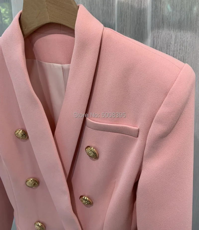 Высокое качество Детские розовая длинный пиджак двубортный Золотая кнопка-застежка 3A класса пиджаки г. Женская модная Горячая Распродажа