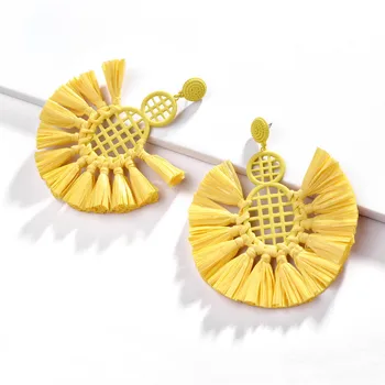

New Arrival Fashion Jewelry Spring Summer Big Pineapple Earring Raffia Statement Earrings for Women