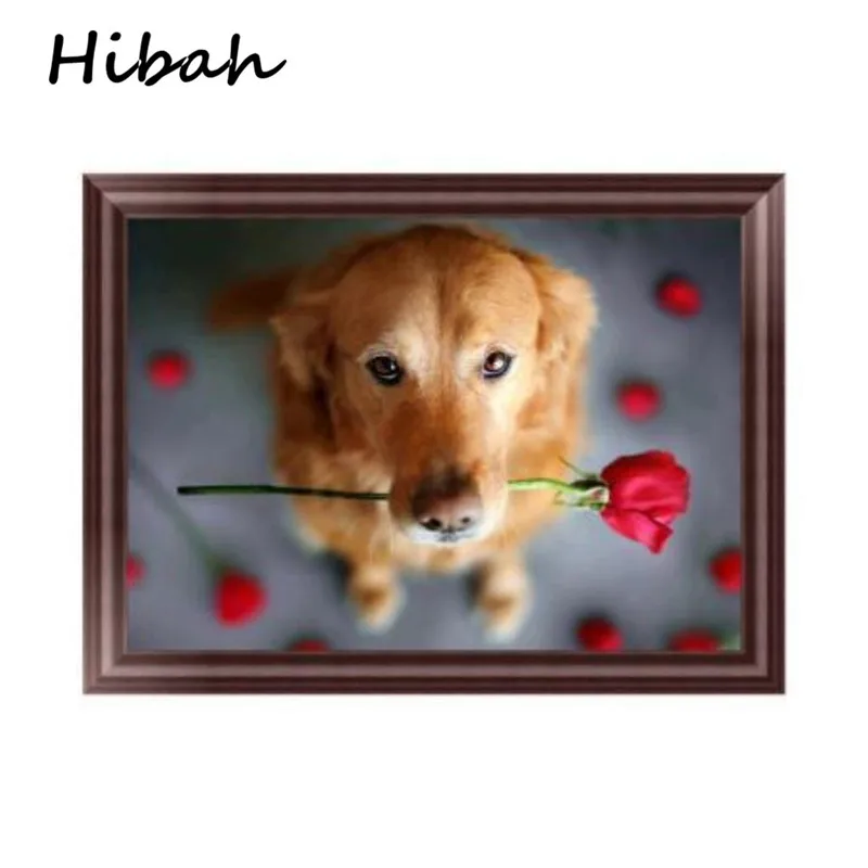 

5D Diamond Painting Cross Stitch Rose Dog Animal DIY Diamond Embroidery Set Mosaic Process Rhinestone Picture