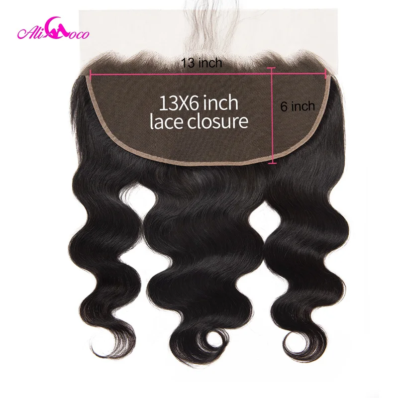 Ali Coco Brazilian Body Wave 13*6 Lace Frontal Closure With Baby Hair Natural Color 8-20 Inch 100%