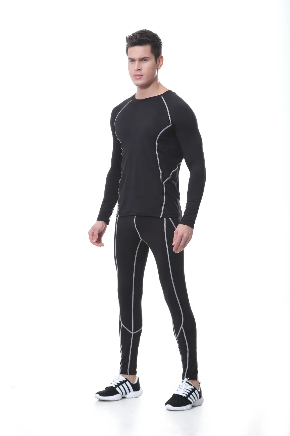 Мужская спортивная одежда для активного отдыха с технологией горячей сушки, для езды на велосипеде, катания на лыжах, зимнее теплое длинное Джерси и термобелье для фитнеса, бархатное нижнее белье
