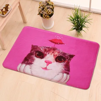 

Flower cat red cartoon printing Carpet Originality Cute umbrella cat Kids Game Mat For Living room Rug bedroom entrance door pad
