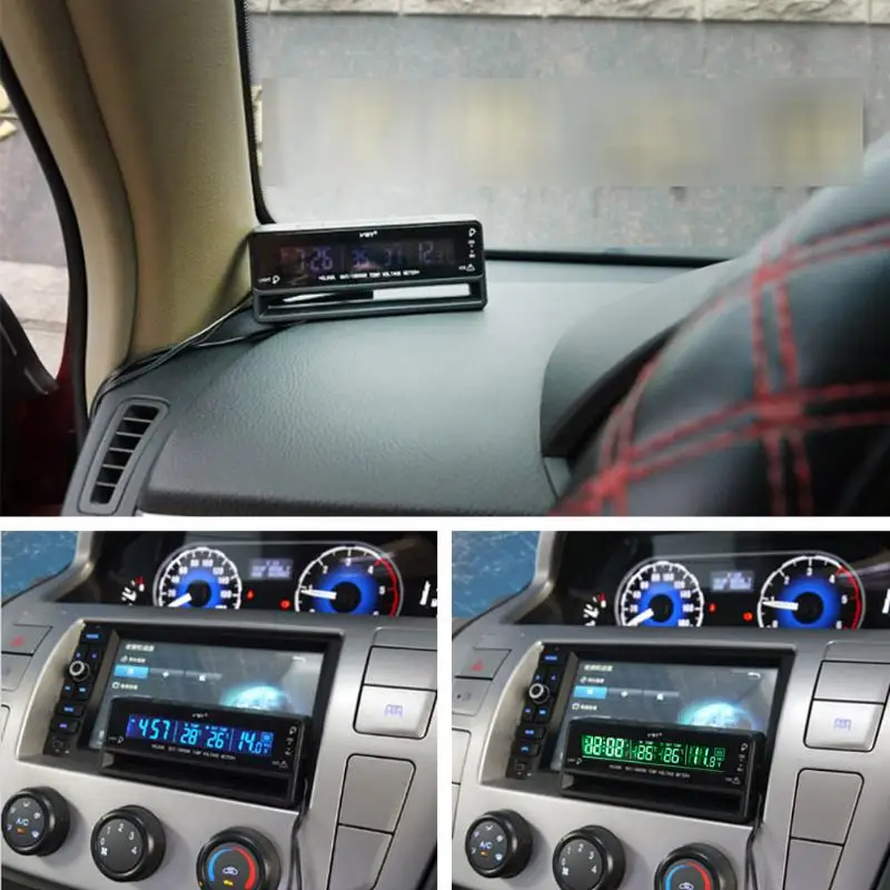3 in 1 LCD Dislay Car Digital Thermometer Voltmeter Monitor Clock Thermometer Battery Voltage Temperature Monitor Meter 3 in 1 LCD Dislay Car Digital Thermometer Voltmeter Monitor Clock Thermometer Battery Voltage Temperature Monitor Meter