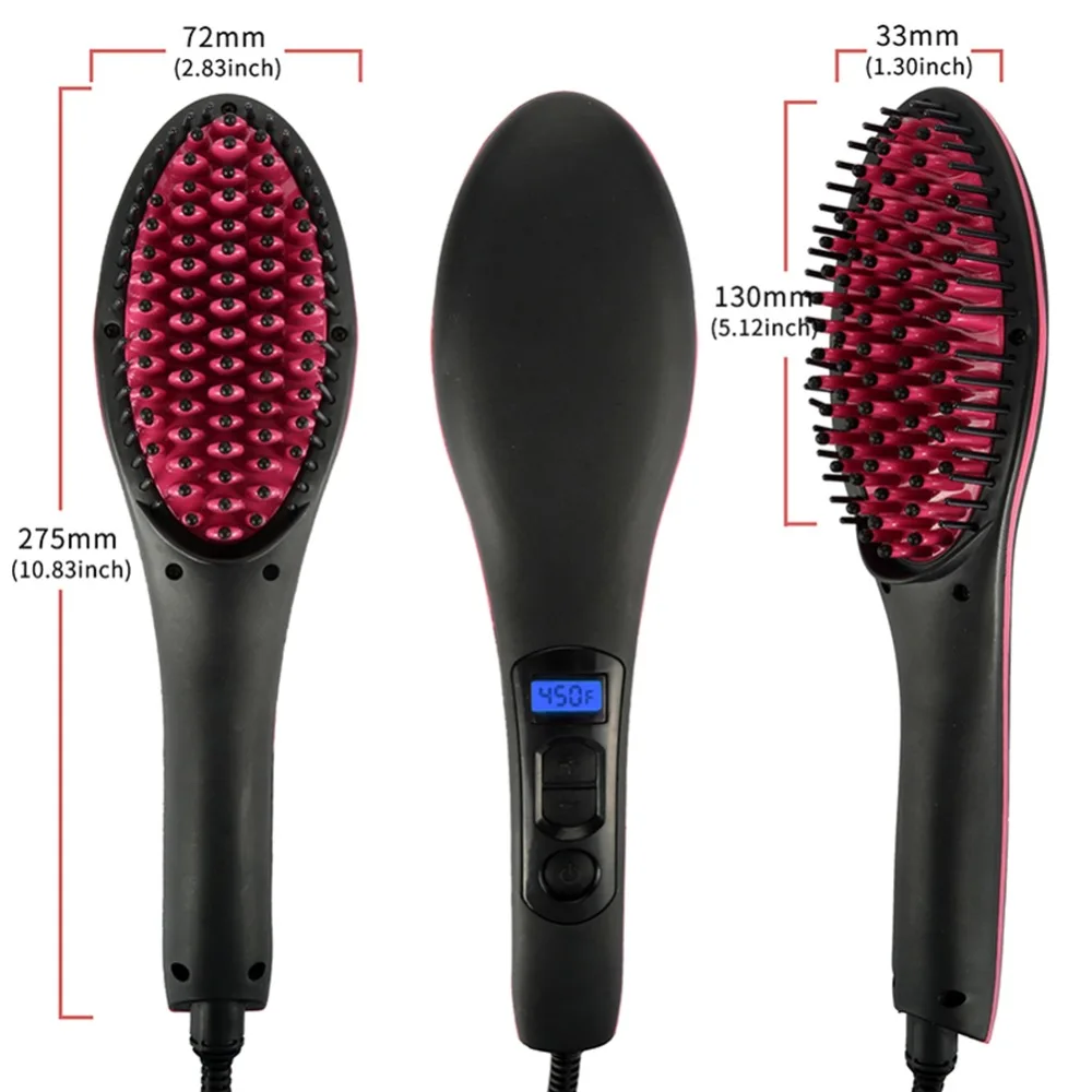 

Ceramic Hair Straightener Brush Fast Straightening hair Electric Comb Flat Iron LCD Display Digital Heating hair Brush