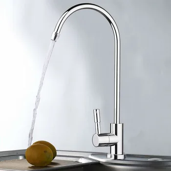 

Kitchen Water Filter Faucet Chrome Plated 1/4 Inch Connect Hose Reverse Osmosis Filters Parts Purifier Direct Drinking Tap