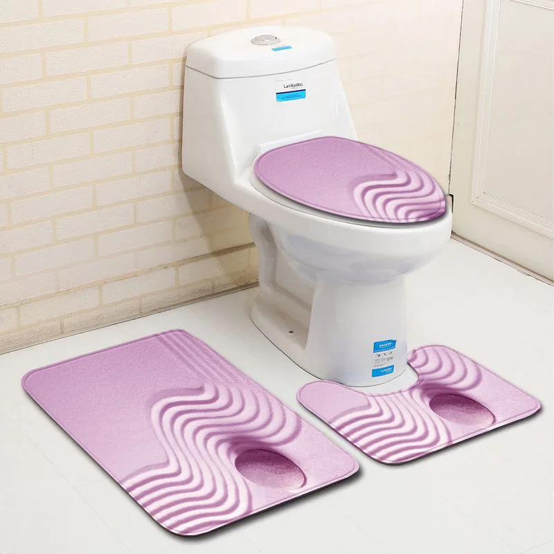 

Fleece 3pcs Bath Mat Set Cobblestone Carpet Bathroom Christmas India Home Decor Toilet Mat Accessories Kitchen Doormat Rugs