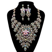 LAN дворца Новое поступление бутик свадебный ювелирный набор Австрийский Кристалл ожерелье и серьги Вечерние