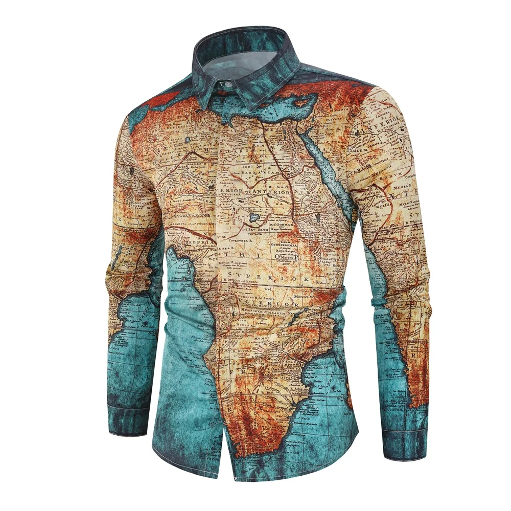 Luxury Printing Shirt Men shirts Long Sleeve Camisa Masculina Chemise ...