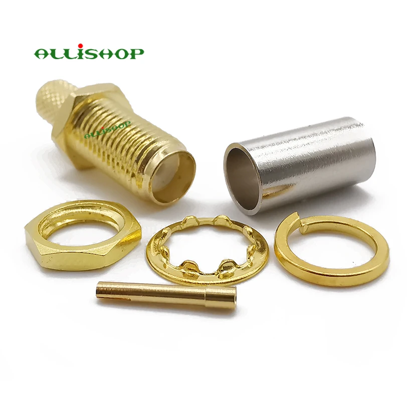 Кабель allishop SMA Female Jack Nut RF Coax коннектор обжимной для RG58 RG142 LMR195 кабель прямой