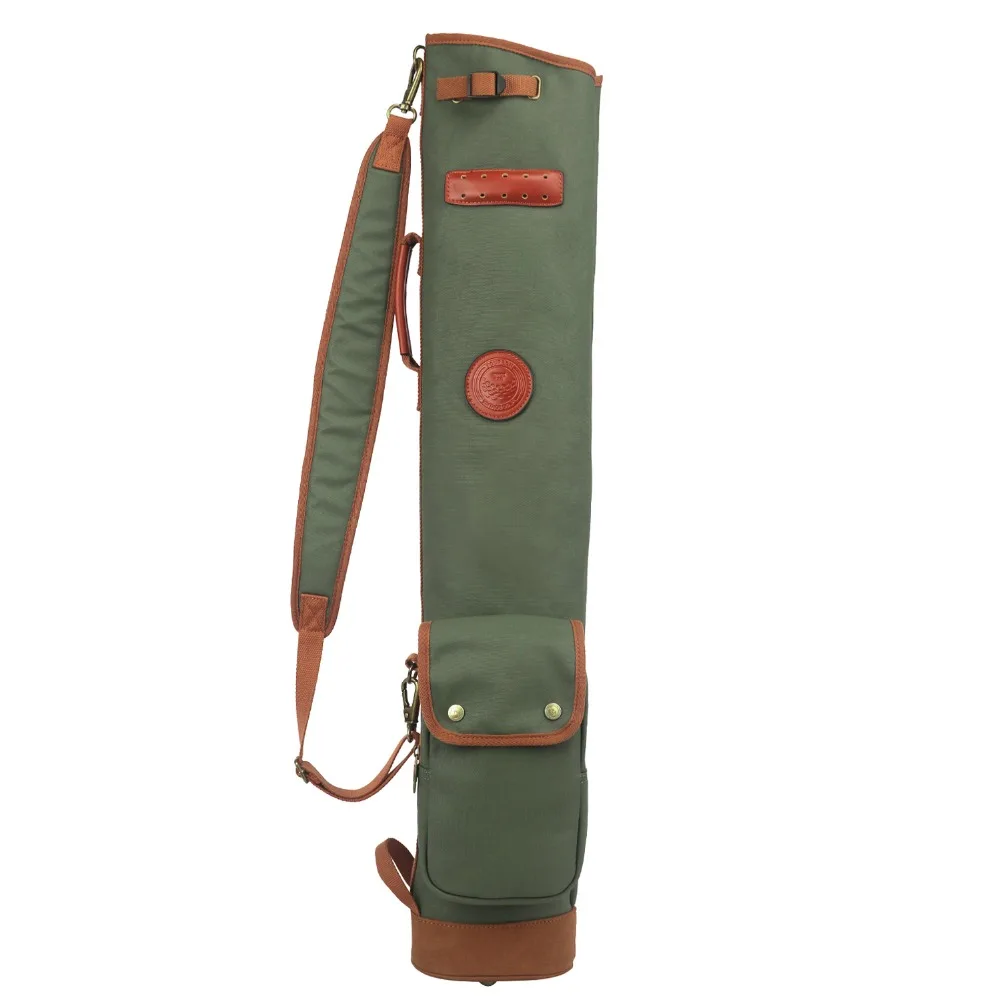 Tourbon Vintage Golf Club Bag Carrier Pencil Style Waxed Canvas & Leather Fleece Padded Clubs Interlayer Cover 90CM Tourbon Vintage Golf Club Bag Carrier Pencil Style Waxed Canvas & Leather Fleece Padded Clubs Interlayer Cover 90CM