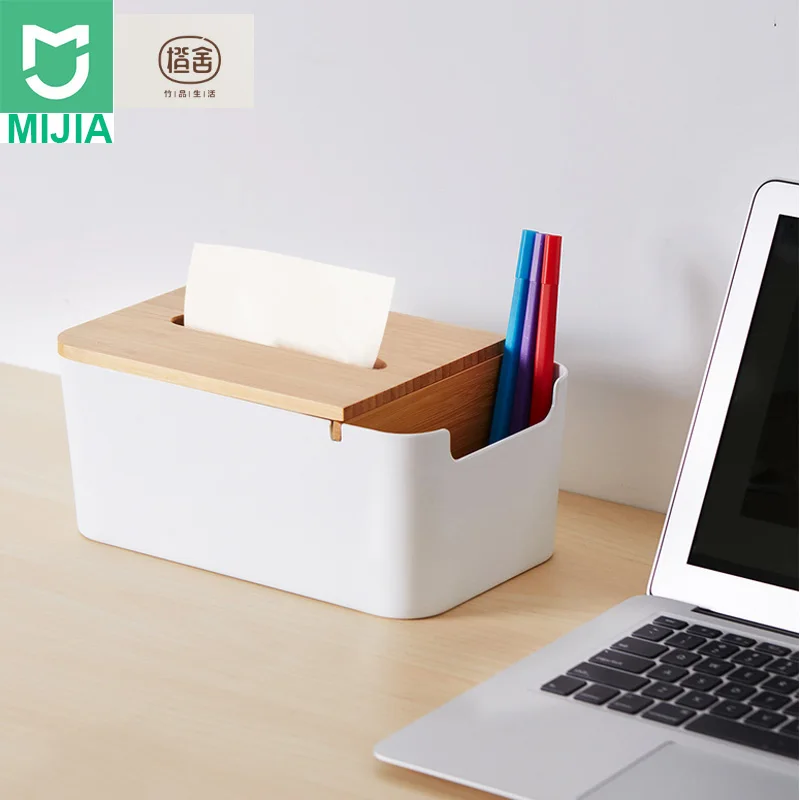 Xiaomi Mijia Bamboo Fiber Tissue Box канцелярский контейнер для макияжа Настольный ящик для хранения для офиса умный дом пульт дистанционного управления