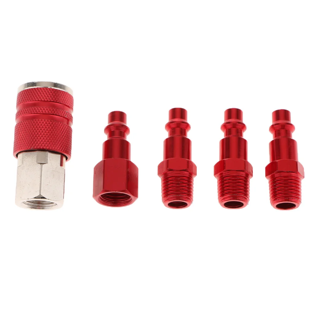 

5x Quick Coupler Set Contains 1/4 Female Coupler Male Connectors Plug raccord Manguera de aire de compresor