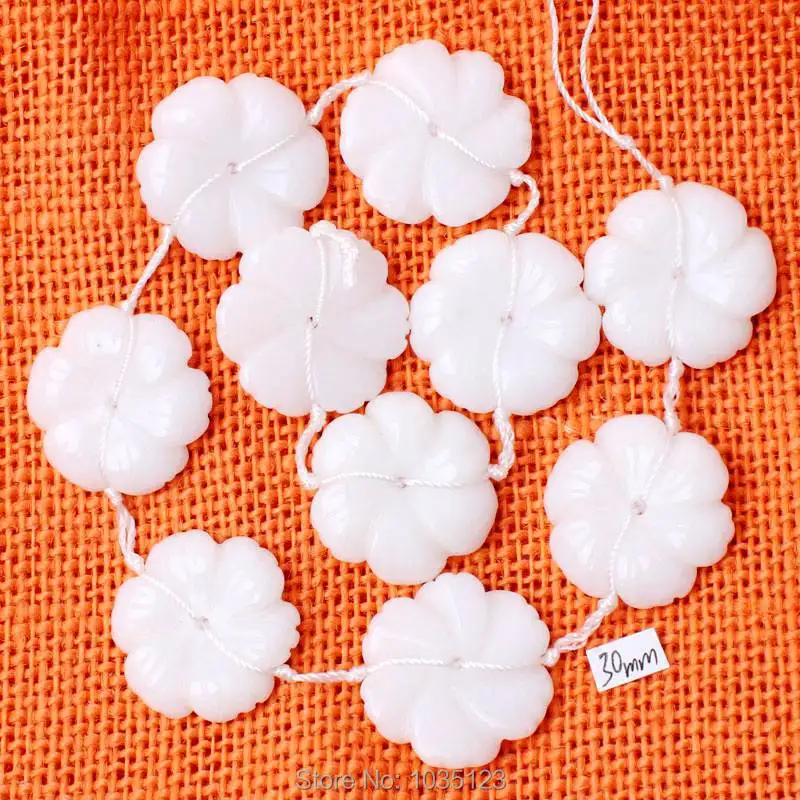30mm Pretty Natural 4 Class Material Flower Shape Loose Beads Strand 10Pcs DIY Creative Jewellery Making wj279