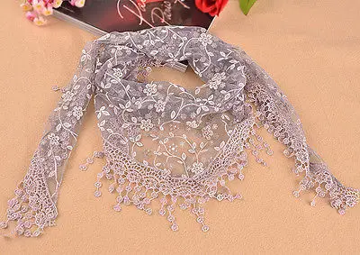 Женский шарф с кисточками мягкий из шифона цветочным принтом 2017|tassel triangle scarf|soft