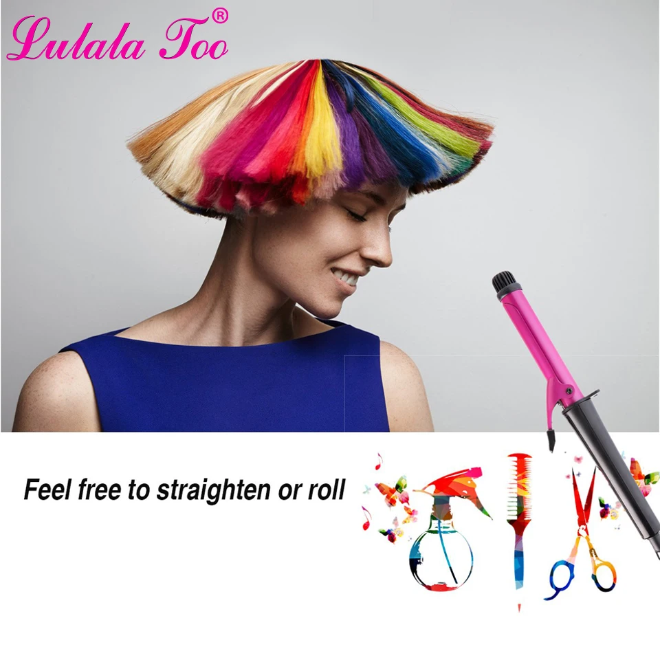 Clip in One Piece Hair Extensions 50cm 20inch Long Synthetic Straight Fake Hair Clip On Hair Pieces Women Girls Pink Purple Blue