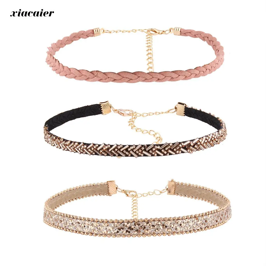

Xiacaier 3pcs/set Chokers Necklaces For Women Leather Rope Chain Colar Female Collier Femme Vintage Jewelry Chocker Wholesale