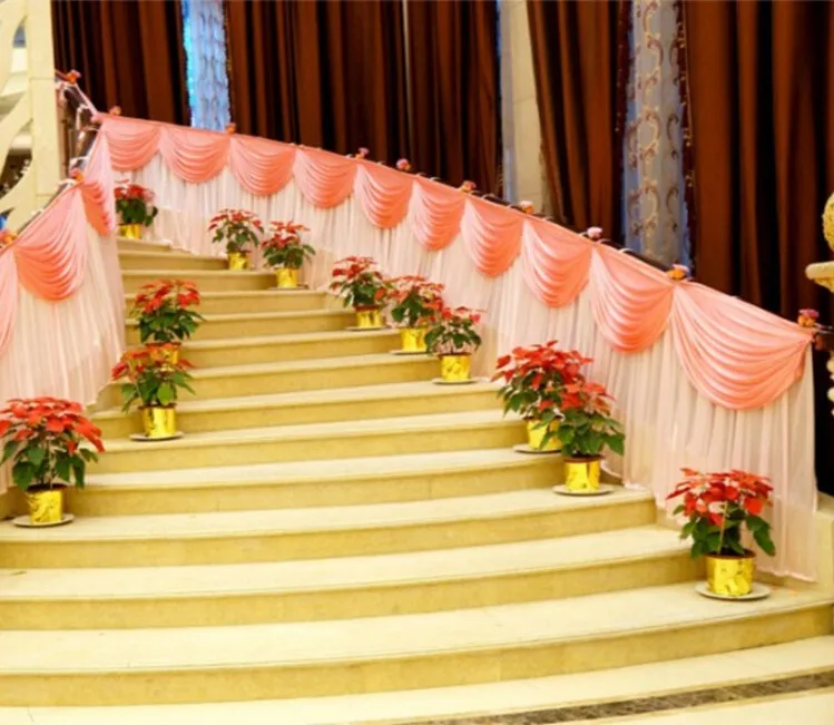 Customzied Size White Ice Silk Table Skirt with Swag Table Skirt for Wedding Decoration