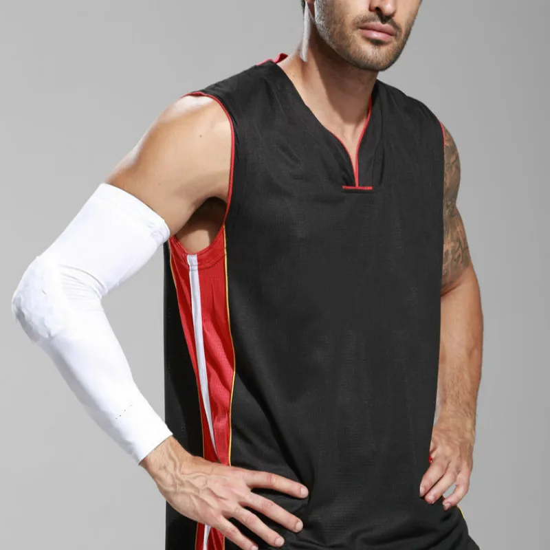 2 Pieces/Pair Men Breathable Sports Honeycomb Long Elbow Support Brace Pad Protector Sport Basketball Arm Sleeve Sports Warmers