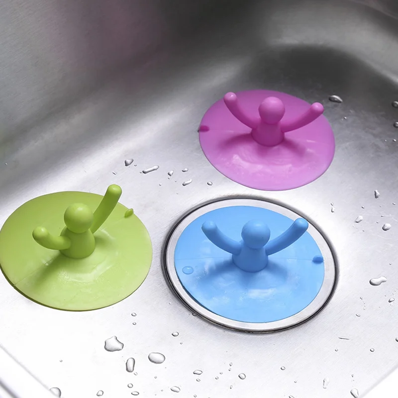 

Multi-fuctional Kitchen Silicone Sink Strainer Small Person Shape Sink Filter For Bathroom Hair Sewer Drain Bathtub Cover Plug