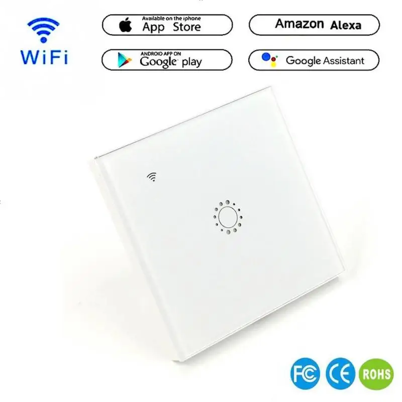 

1 Gang US EU/UK Plug Wall Wifi Light Switch Smart Touch LED Lights Switch for Smart Home Wireless Remote Switch Control #0930