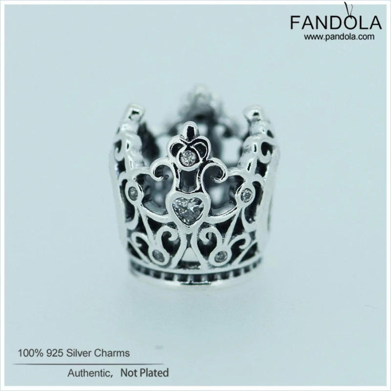 

Authentic 925 Sterling Silver Princess Crown Openwork Charm Beads for Jewelry Making Fits Original Charms Bracelets kralen