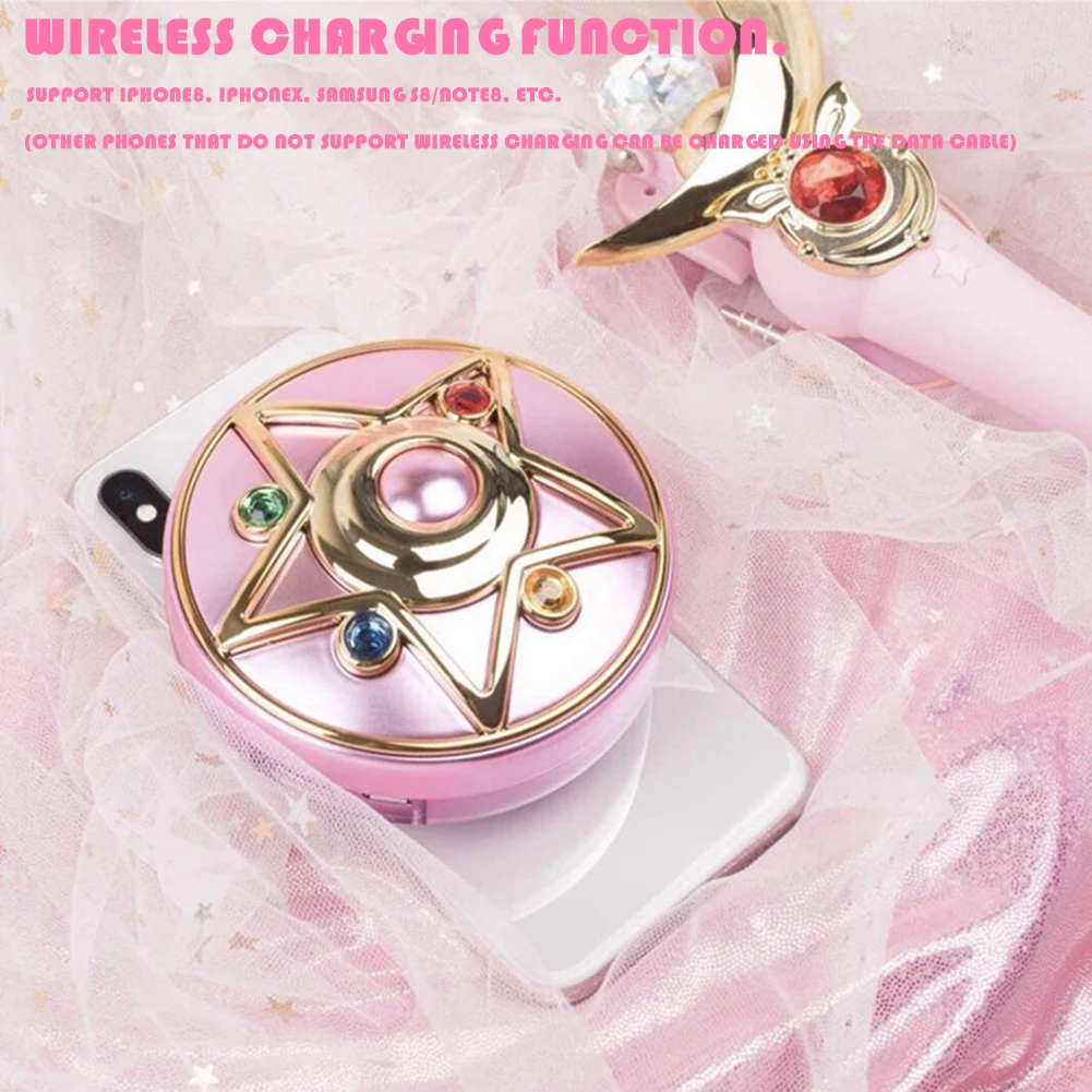 Зеркальный светильник для макияжа аниме Captor Sakura Sailor Moon Crystal Star power Bank зарядное устройство беспроводной косметический зеркальный светильник подарок косплей