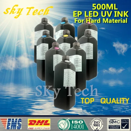 500ML*9   LED UV INK , K C M Y LC LM LBK LLBK White,  UV ink  FOR Epson printhead Uv printer .for hard materials