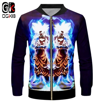 

OGKB New Arrival Mens Zipper Jackets Print Super Saiyan 3d Jacket Anime Goku Coats Man Hiphop Long Sleeve Sportswears Cartoon