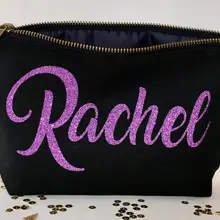 Пользовательское имя день рождения Свадебный Макияж Косметика холщовые сумки новогодний Рождественский подарок на день Святого Валентина свадебные вечерние сумки с замком-молнией