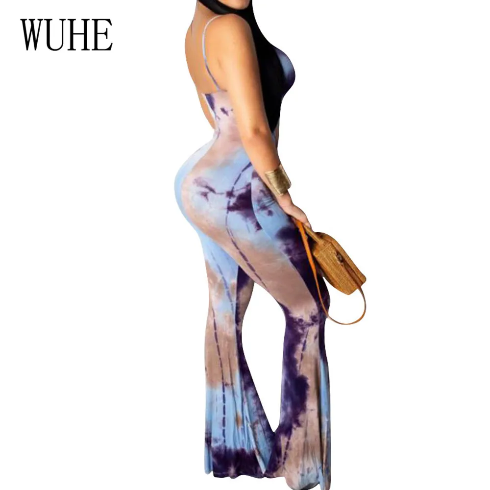 WUHE High Quality Women's Halter Printed Flare Jumpsuits Sexy Hollow Out Backless Retro Playsuits Wome Summer Elegant Club Wear WUHE High Quality Women's Halter Printed Flare Jumpsuits Sexy Hollow Out Backless Retro Playsuits Wome Summer Elegant Club Wear