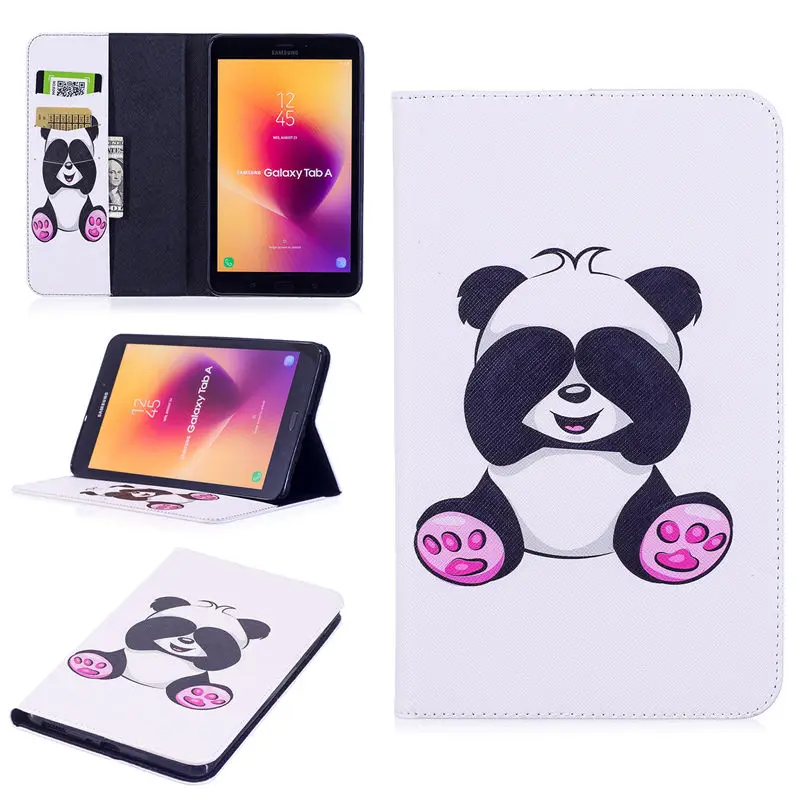 Модный чехол с рисунком панды и совы для samsung Galaxy Tab A 8,0 SM-T380 T385 8,", умный чехол, чехол для планшета+ пленка+ ручка