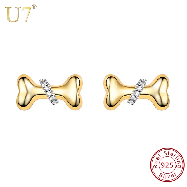 U7 925 Sterling Silver Dog Bone Stud Earrings Brincos For Women U7 925 Sterling Silver Dog Bone Stud Earrings Brincos For Women S Simple Small Tiny Bones