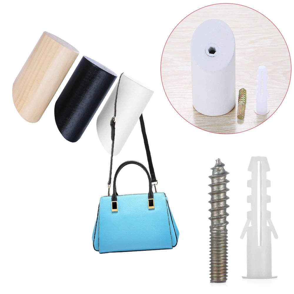 Natural Wood Clothes Hanger Hook Fixed On Wall Coat Hooks Scarf Hat