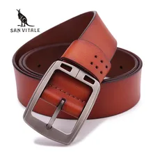 100% cowhide genuine leather belts for men brand male pin buckle jeans cowboy Mens Belts Luxury Leather Designer High Quality