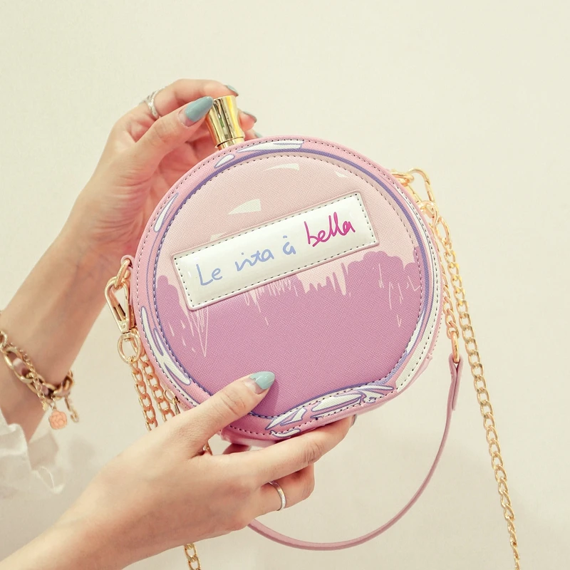 

Creative Bags Women's New Perfume Bottle Small Round Bag Fashion Chain Messenger Bag Personality Shoulder Bag