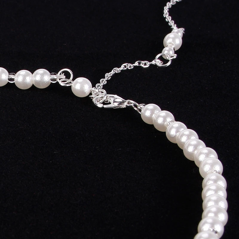 Искусственное жемчужное ожерелье с длинной задней цепочкой для женщин вечерние под свадебное платье без спинки Аксессуары для платья