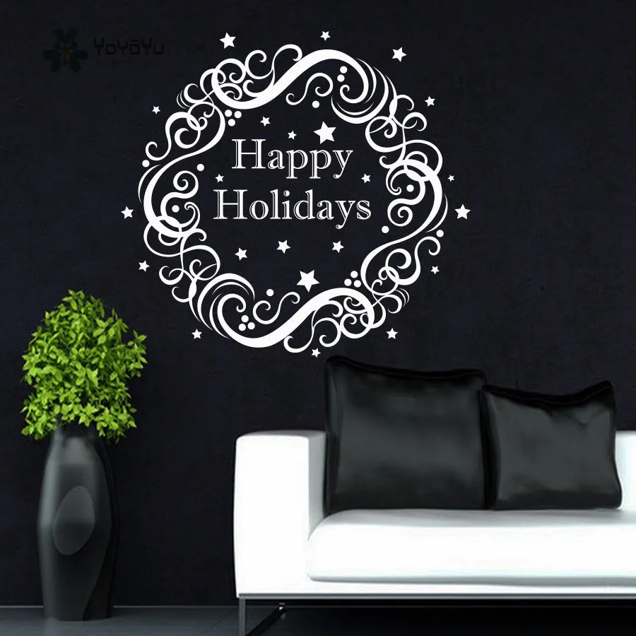 

YOYOYU Настенная Наклейка рождественские настенные украшения венок праздничный художественный декор домашняя дверь окно Виниловый Съемный п...