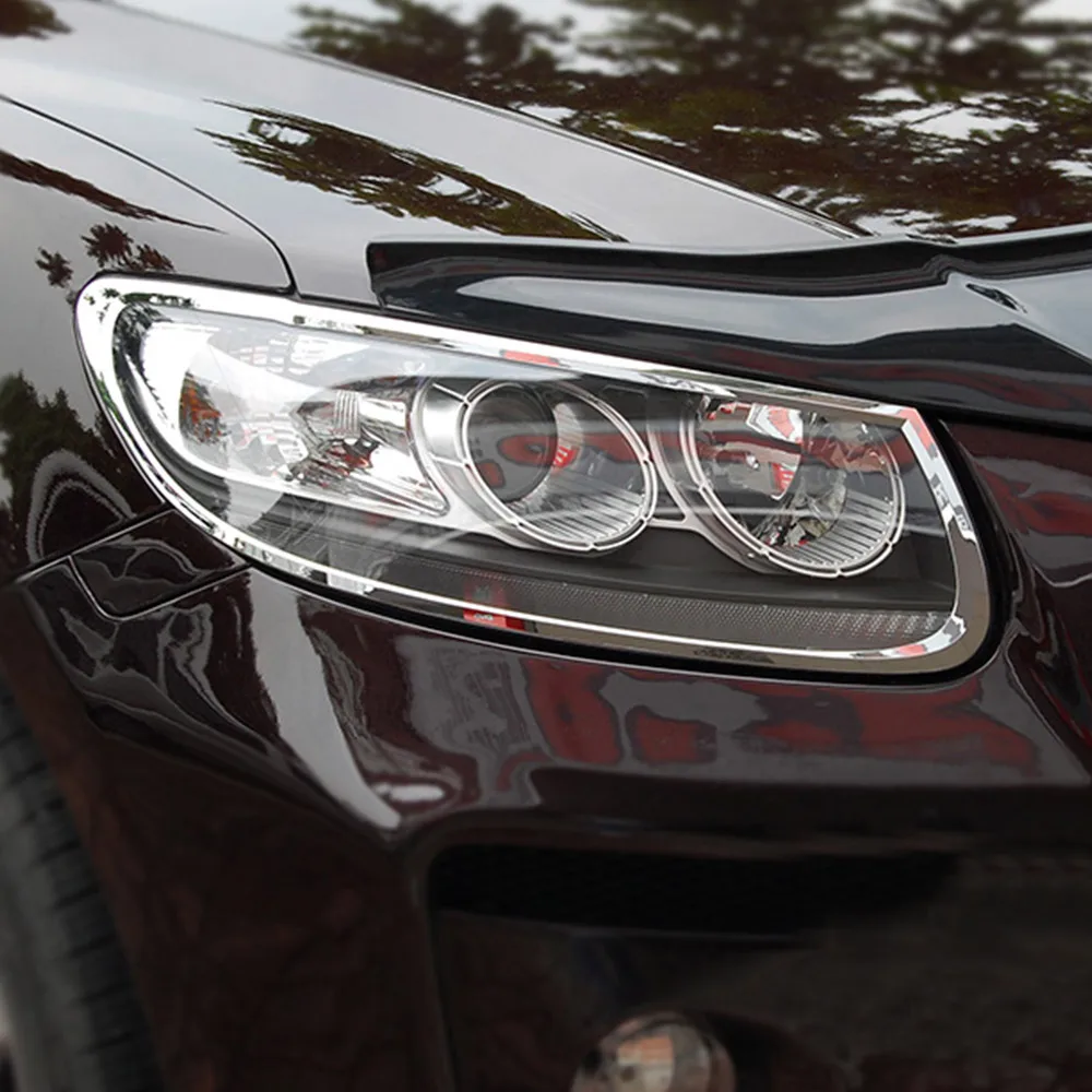 

AITWATT For Hyundai Santafe Santa Fe 2006-2012 High Quality ABS Chrome Front Headlight Cover Trim Car Accessories 2PCS