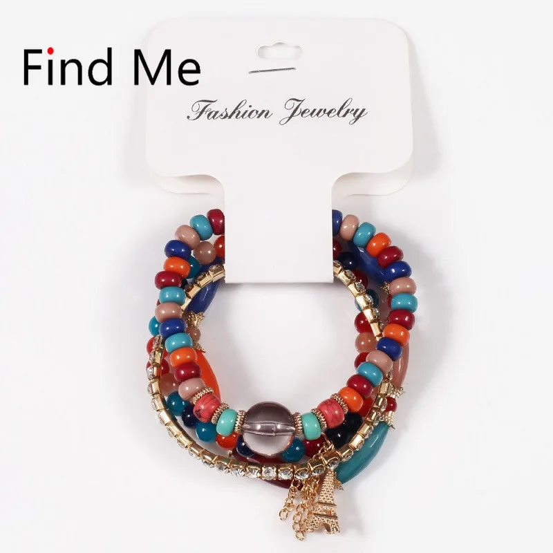 

Find Me 2019 new brand Fashion Vintage Ethnic stone beads Bracelet Boho alloy tower Bangle & Bracelet Women Jewelry wholesale