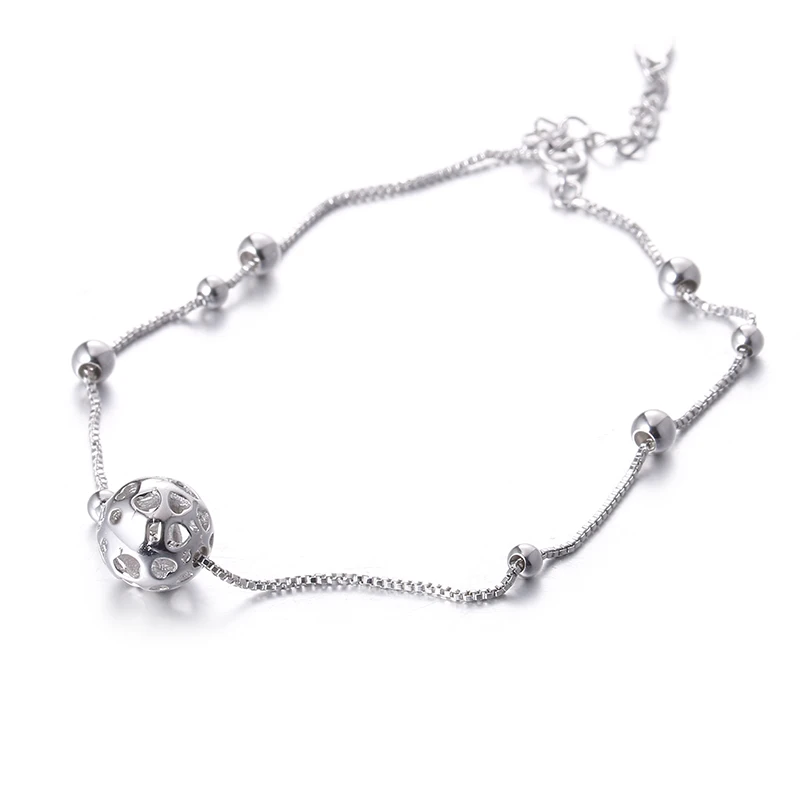 Стерлингового серебра 925 высокое качество маленький круглый шар стиль ladies'anklets Jewelry Женщины ножной браслет подарок на день рождения Перевозка груза падения