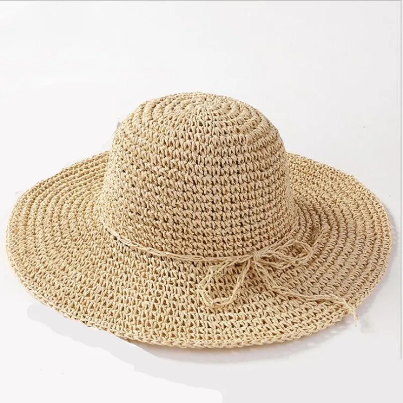 

New Wide Brim Floppy Raffia Fold Sun Hat Summer Hats for Women Out Door Sun Protection Straw Hat Women Beach Hat