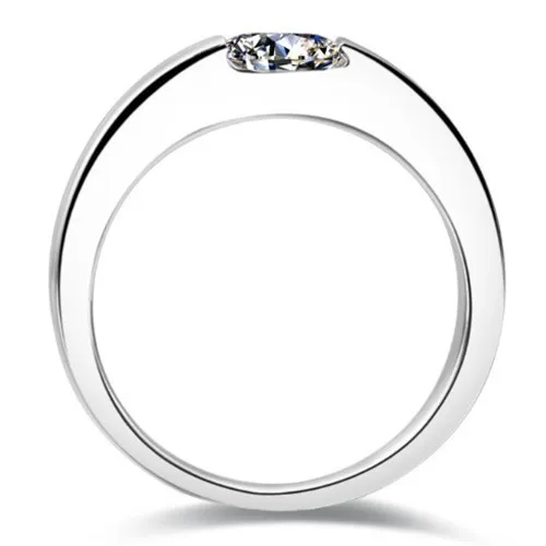 Pure 18k White Gold Ring 1CT Princess Diamond Engagement Ring For Men's Women Unisex Wedding Jewelry Promise Gift 2